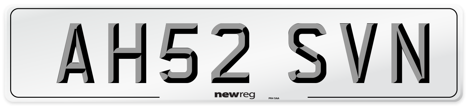 AH52 SVN Number Plate from New Reg